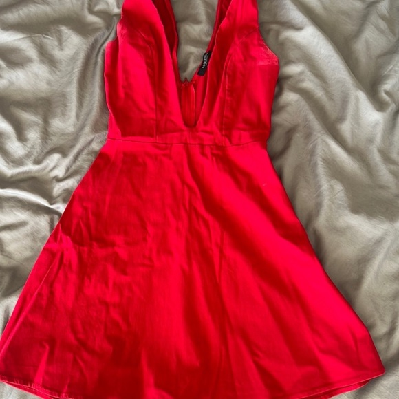 Solemio red flare low cut party mini dress - Picture 8 of 12